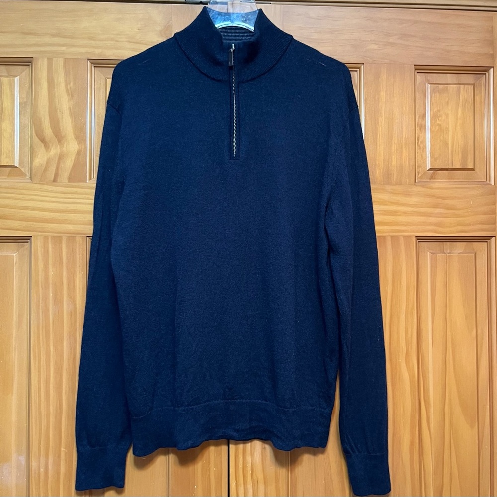 Untuckit Blue Fine Marino Wool Sweater Size Large